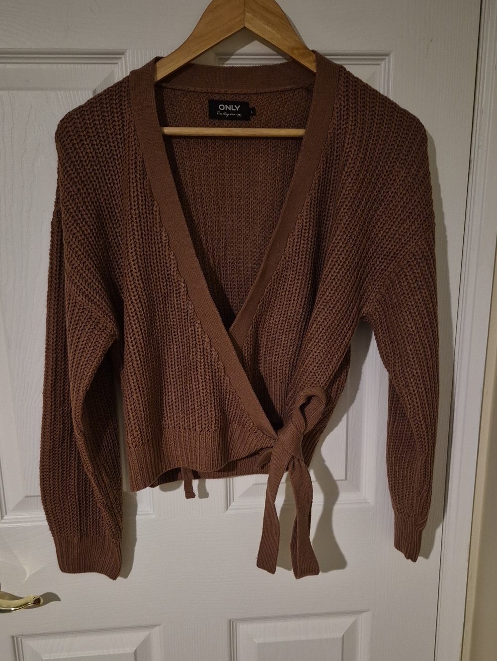 ONLY Dusty Rose Breda Chunky Knit Wrap Cardigan | Size Large